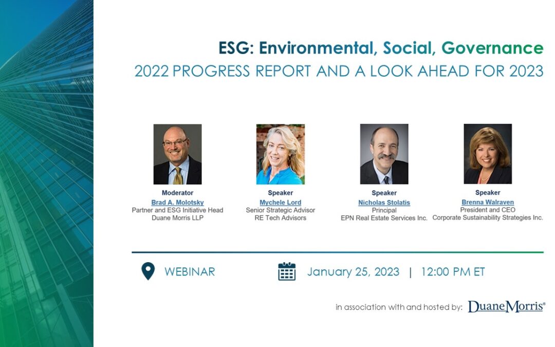 ESG Webinar: 2022 Progress Report and a Look Ahead for 2023